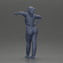 woman in jumpsuit leaning pointing forward ready for action - Only-Games