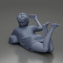 Relaxed Woman Lying on Pillow Taking a Selfie with Phone - Only-Games