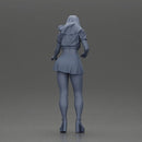 woman standing with a green top white skirt looking like they want to hold something - Only-Games