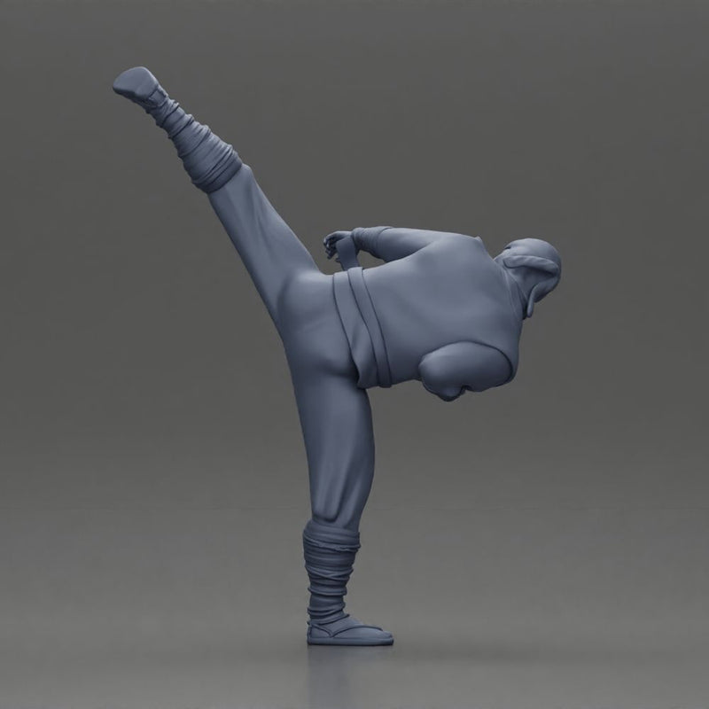 Ninja in black uniform performs high side kick with precision - Only-Games