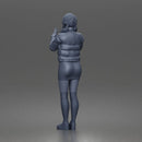 woman In Puffer Jacket With Mini Skirt Thigh-Highs And Boots