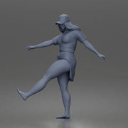 Surfer woman practices balancing in her shirt cap and skirt - Only-Games