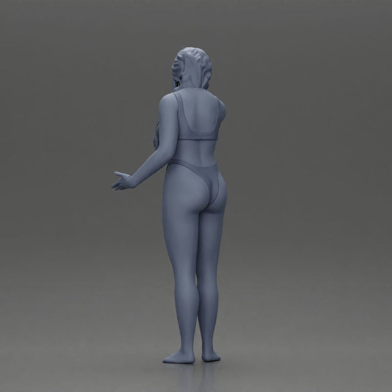 Confused Woman in Bikini Standing with Hand on Forehead - Only-Games