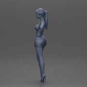 Woman in silver mini dress posing with hand on hip - Only-Games