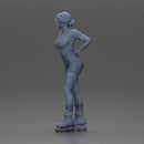 Roller skater strikes pose in pink shirt shorts and skates - Only-Games