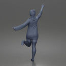 Woman Dancing Wearing Dress Hat Long Sleeves With Raised Arms Pose