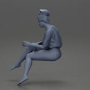 Relaxed girl in red sipping coffee enjoying a peaceful moment on the beach - Only-Games