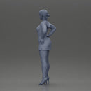 Stylish woman in red long hoodie with hands on hips showing elegance - Only-Games