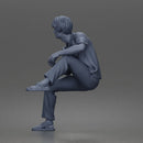 Man Sitting With Knee Bent In Shirt Trousers And Sandals