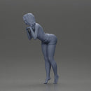 Confident Girl in Red Top and White Shorts, Posing Playfully - Only-Games