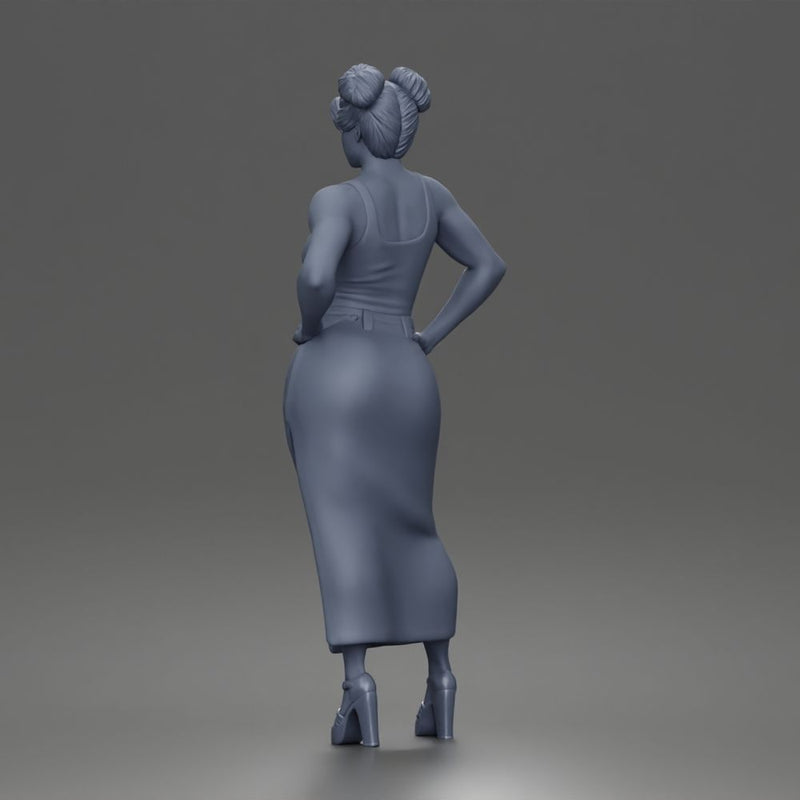 Confident Woman Posing Boldly While Rocking Dramatic Slit Skirt Look