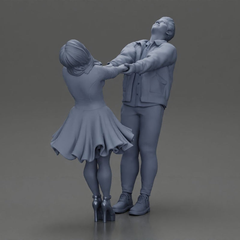 Couple leaning back holding hands enjoying a playful dance moment - Only-Games