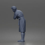 Morning routine man shaving calmly in bathrobe and cozy slippers - Only-Games