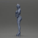 Woman in purple outfit striking a playful pose with braids and heels - Only-Games