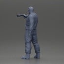 Masked man in black jacket aims shotgun with determined gaze - Only-Games