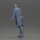 Man in White Robe Posing with Bare Feet and Open Hands - Only-Games