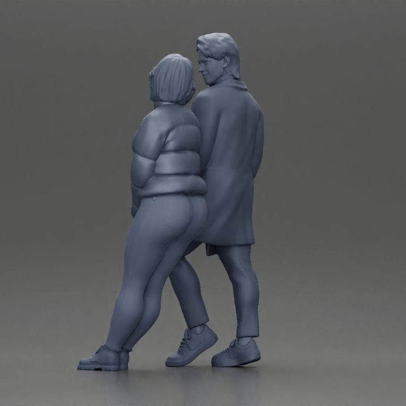 Couple in winter outfits stands by car, calm and stylish. - Only-Games