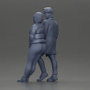 Couple in winter outfits stands by car, calm and stylish. - Only-Games