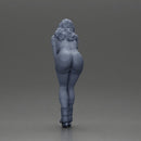 woman skating forward in pink shorts white top and purple skates - Only-Games