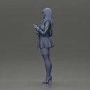 Beautiful girl standing in jacket and dress waiting for someone for a date - Only-Games