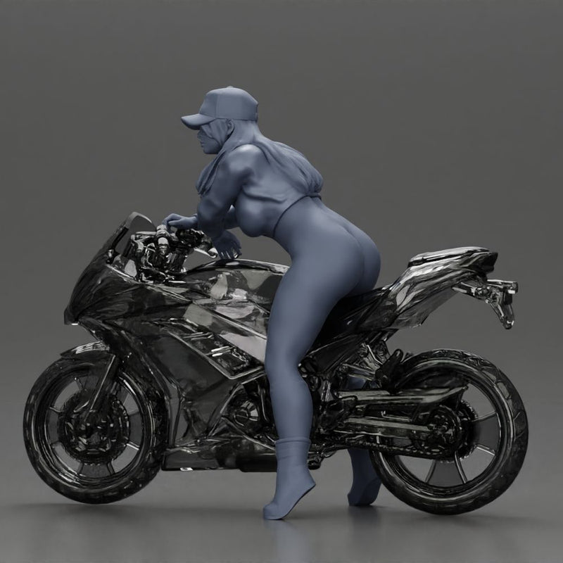 Bold Woman Riding a Sleek Motorcycle in jacket and cap - Only-Games