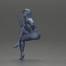 Stylish woman sitting in purple jacket posing with a cigarette confidently - Only-Games