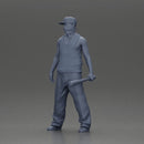 Gangster Man in streetwear posing with a bat and face mask - Only-Games