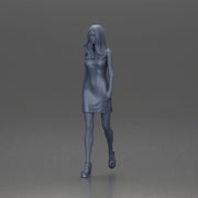 Woman in Red Dress and Heels Walking with Confident Stride - Only-Games