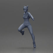 Woman in red crop top and sneakers riding a motorbike - Only-Games