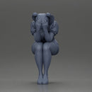 Crying girl sitting low in orange dress with head in hands - Only-Games