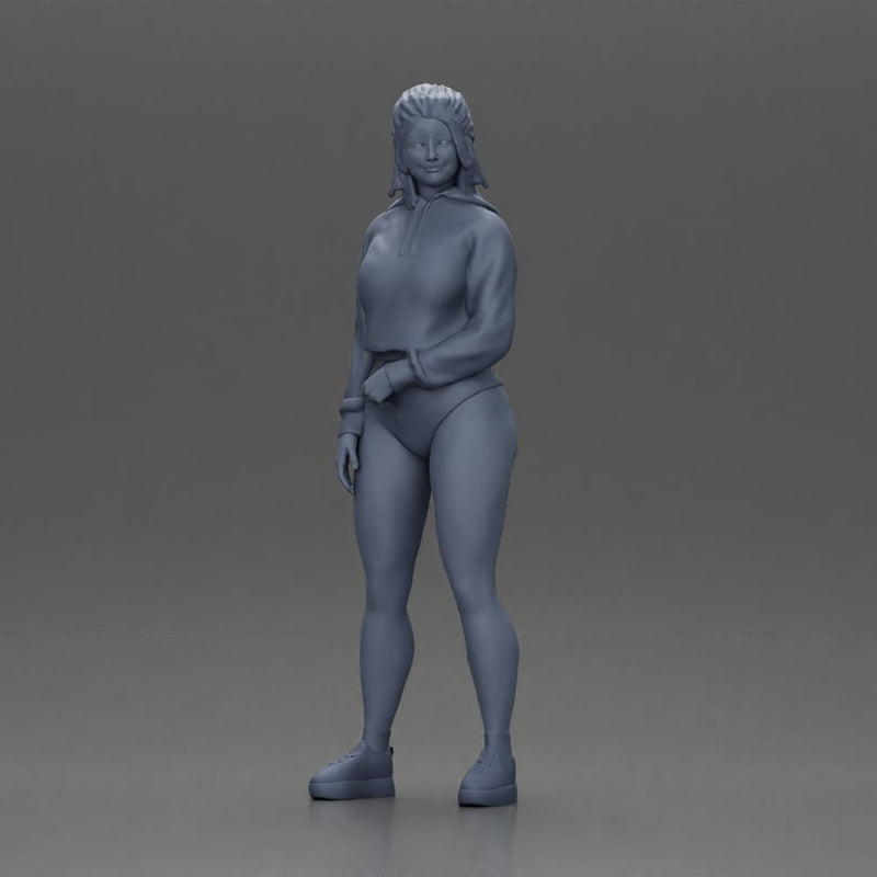 attractive woman in purple hoodie and bikini strikes a pose with style - Only-Games