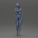 Barefoot woman in red nighty dress strikes a graceful elegant pose - Only-Games