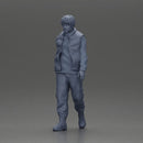 bearded man walking wearing red vest black sweater gray pants black boots - Only-Games