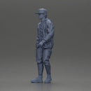 Stylish urban man walking in black jacket white hoodie cap and sneakers - Only-Games