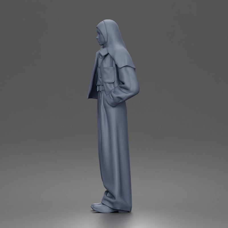 Relaxed Hijab Stander Posing in Jacket Shirt Pants and Sneakers