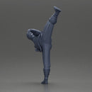 Ninja in black uniform performs high side kick with precision - Only-Games