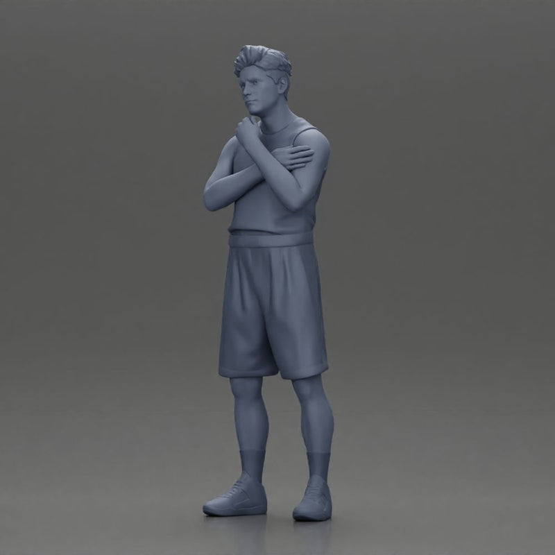 Thoughtful man stands in athletic gear pondering ideas with calm steady focus - Only-Games