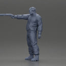 Masked man in black jacket aims shotgun with determined gaze - Only-Games