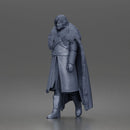 Fearless Warrior Walking Proudly in Heavy Armor and Fur Cloak