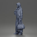 Confident Hand On Hip Poser Holding Bag Jacket Pants Sneakers