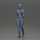 woman walking with purpose wearing red top white shorts brown boots - Only-Games