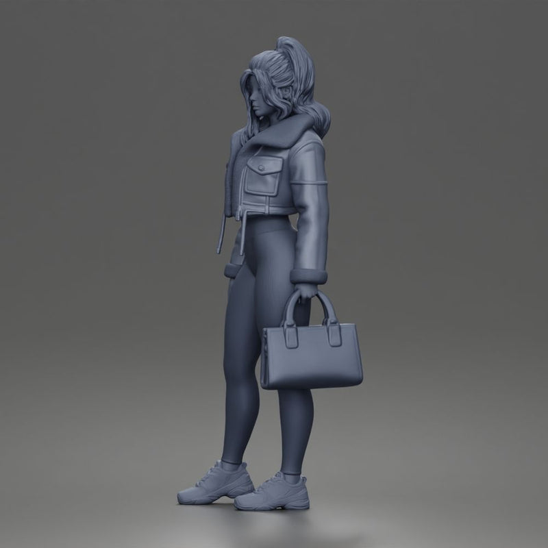Trendy City Girl Carrying Handbag While Rocking Casual Winter Look