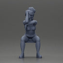 Stylish woman in red dress and sneakers striking dynamic pose - Only-Games