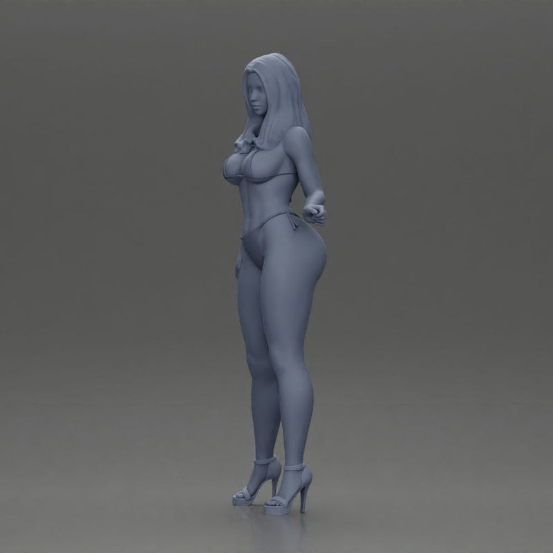 Sexy girl in bikini and heels posing on the beach - Only-Games