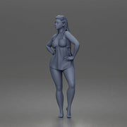 Barefoot Woman In Swimwear Cover Posing With Hands On Hips - Only-Games