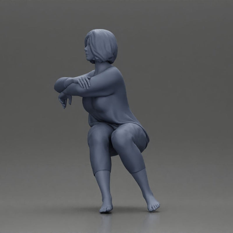 Calm woman sits midair with grace arms folded legs crossed in peace - Only-Games