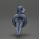 Sexy Girl in onepiece Enjoying a Fun Swinging Adventure on Tire - Only-Games