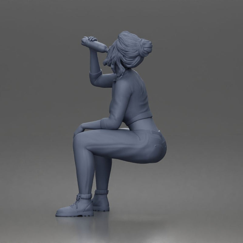 girl sitting drink during short peaceful break - Only-Games