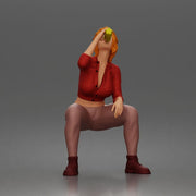 girl sitting drink during short peaceful break - Only-Games