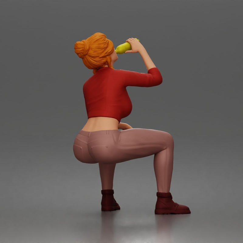 girl sitting drink during short peaceful break - Only-Games